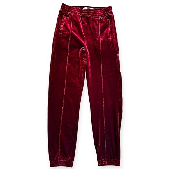 TRACTR Velvet Joggers Pants in Rich Burgundy girls size 14 - Picture 1 of 9